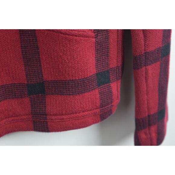 Lauren Ralph Lauren Womens Sweater Jacket Red Buffalo Plaid Zip Cotton Sz Small - Picture 5 of 16